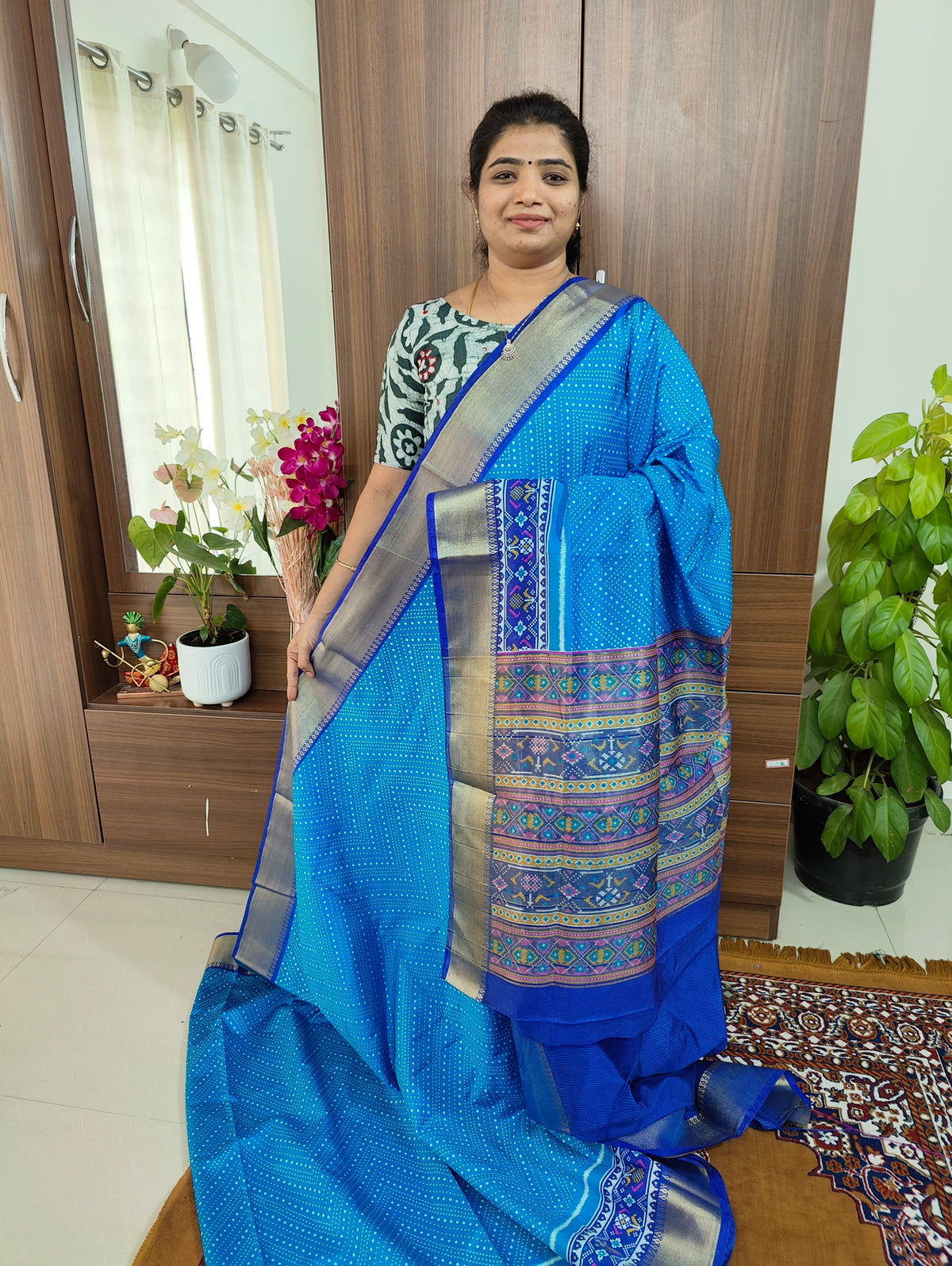 Soft Patola Sarees -  Sky Blue with Dark Blue