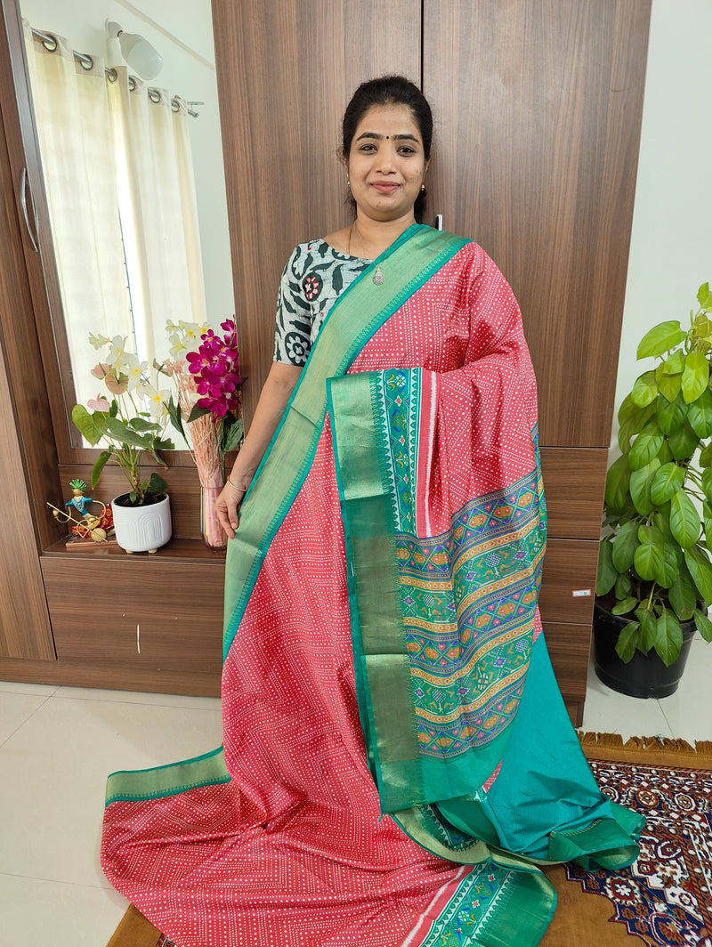 Soft Patola Sarees -  Peach with Sea Green