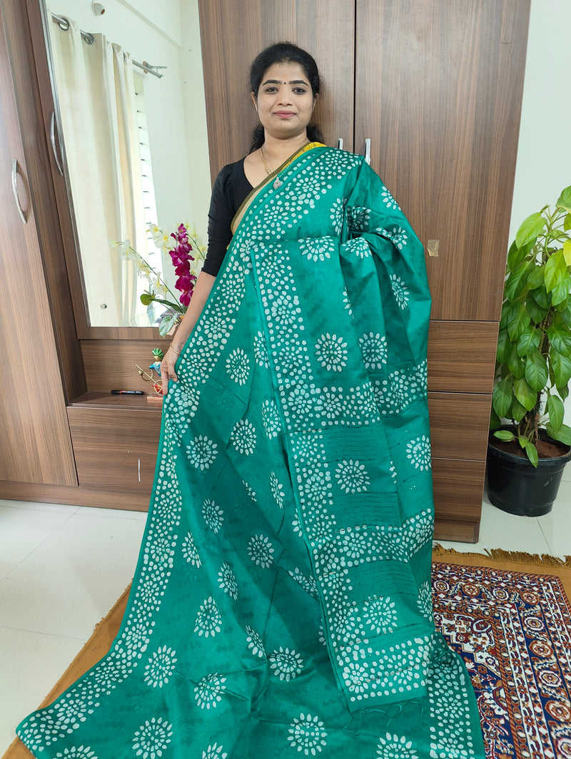 Bhagalpuri Silk Viscous with Batik Prints -  Sea Green