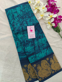 Madurai Sungadi Cotton Saree - Sea Green