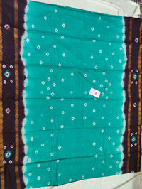 Madurai Sungadi Soft Cotton Saree with Borders - Sea Green with Brown