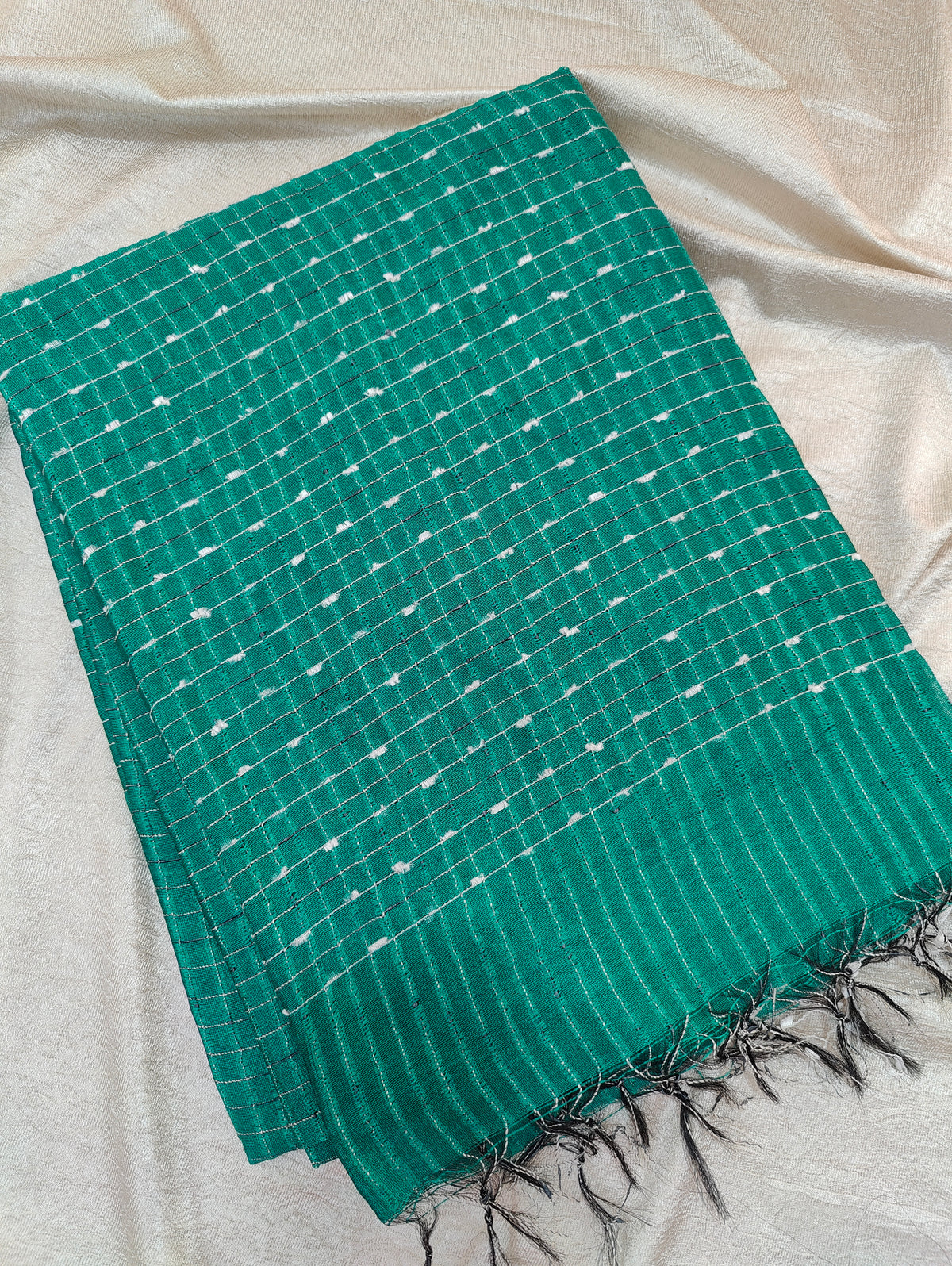 Premium Semi Raw Silk Saree -  Dark Turquoise