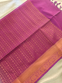 Blue with Pink Copper Zari Woven Border Semi Soft Silk Saree