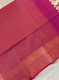 Grey with Pink Copper Zari Woven Border Semi Soft Silk Saree