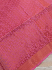 Grey with Pink Copper Zari Woven Border Semi Soft Silk Saree