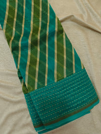 Pure Chanderi Butter Silk - Sea Green with Blue