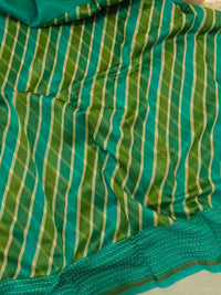 Pure Chanderi Butter Silk - Sea Green with Blue