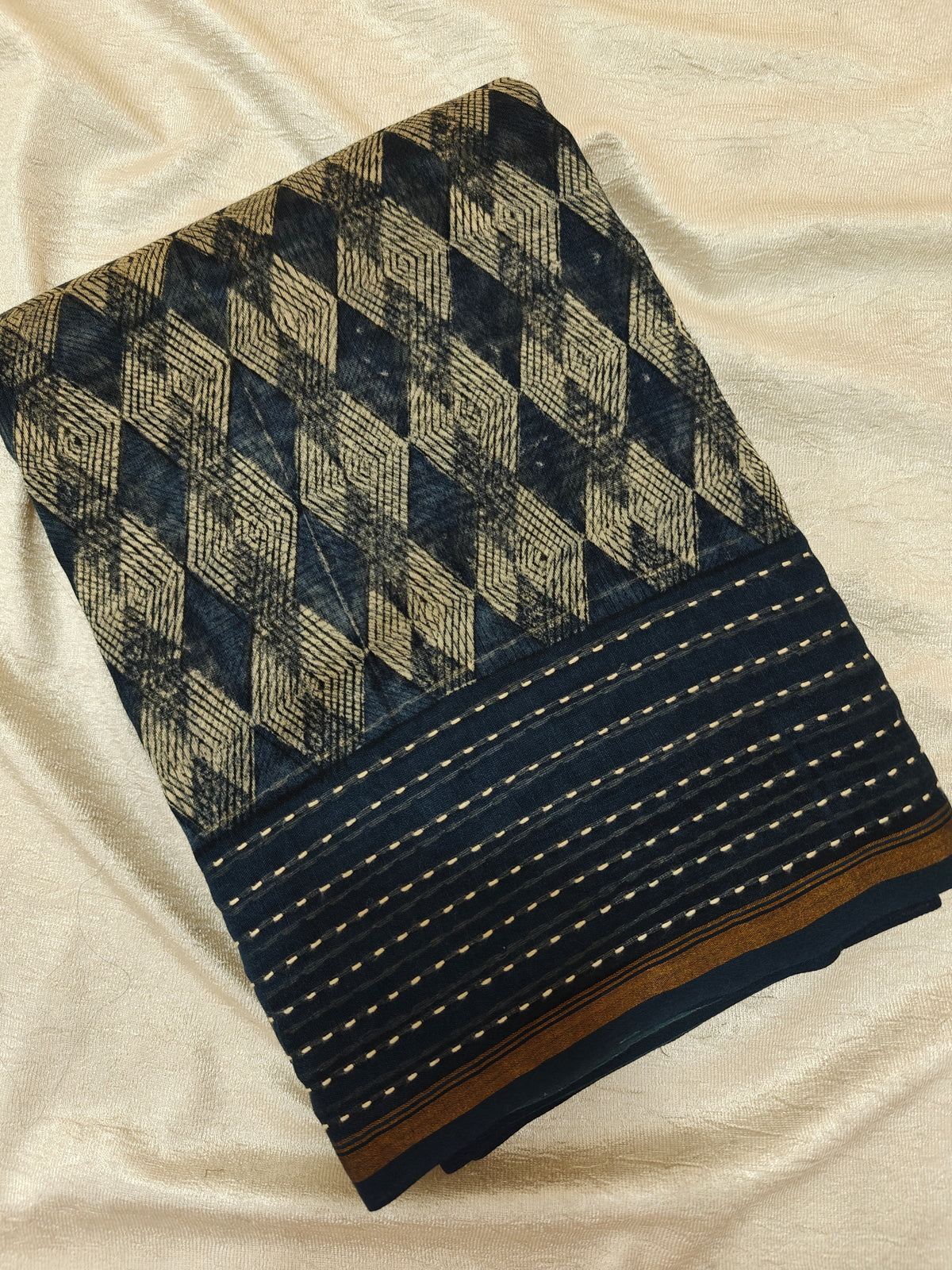 Pure Chanderi Butter Silk - Dark Blue