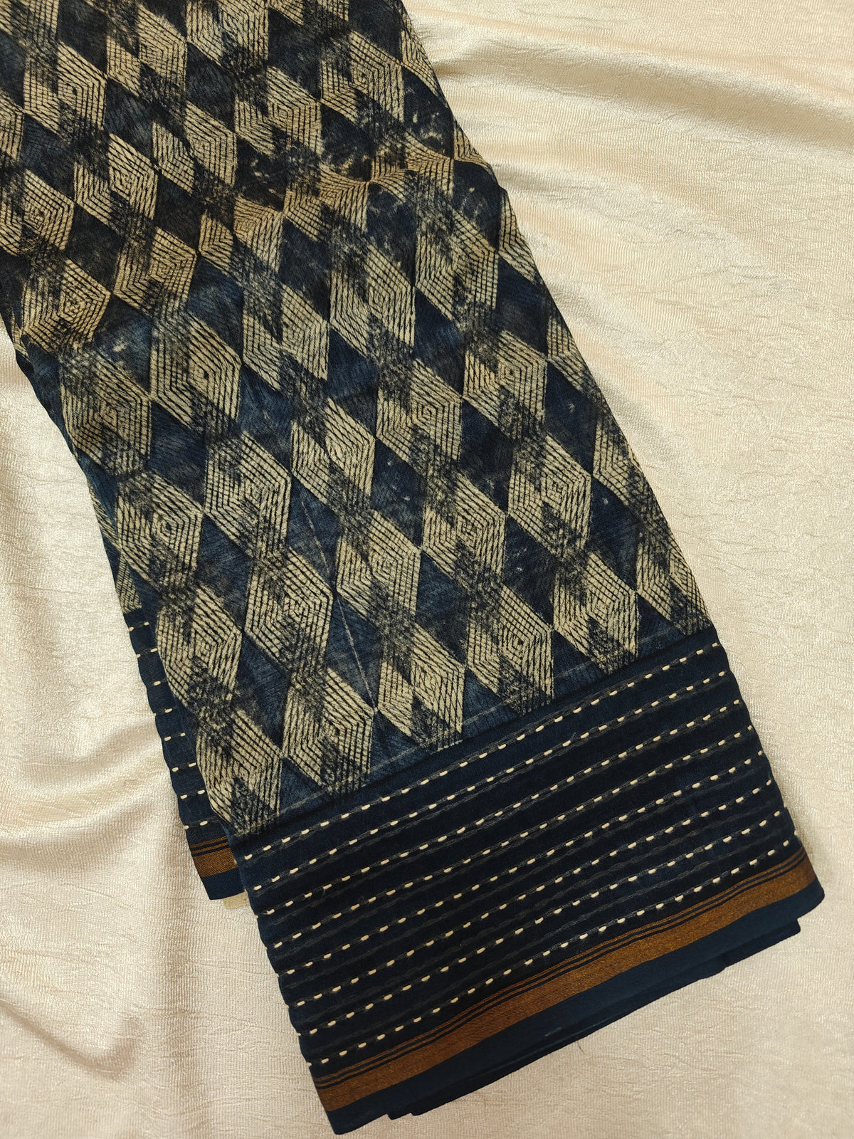 Pure Chanderi Butter Silk - Dark Blue