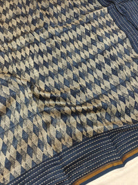 Pure Chanderi Butter Silk - Dark Blue