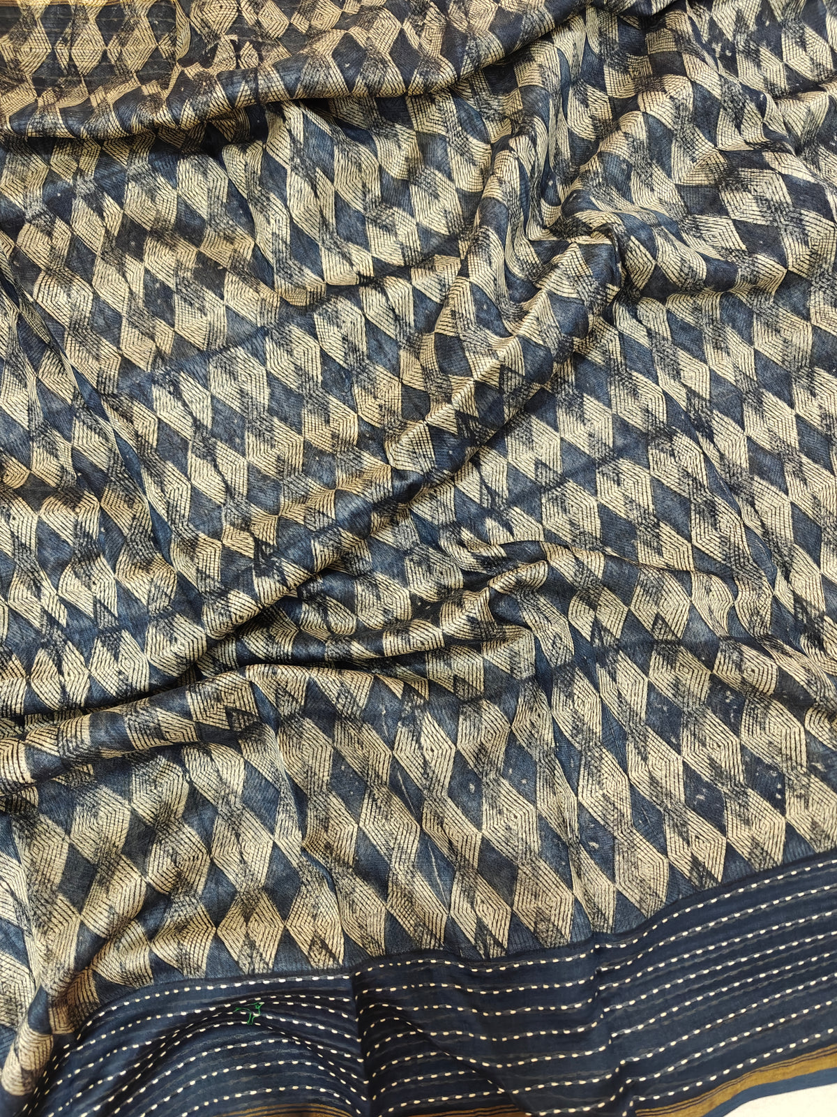 Pure Chanderi Butter Silk - Dark Blue