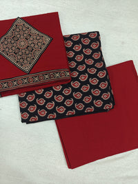 Cotton with Bagru Prints - Black with Maroon