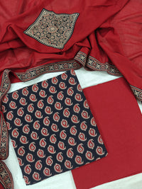 Cotton with Bagru Prints - Black with Maroon