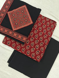 Cotton with Bagru Prints - Maroon with Black