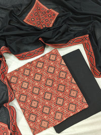 Cotton with Bagru Prints - Maroon with Black