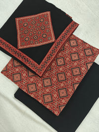 Cotton with Bagru Prints - Maroon with Black