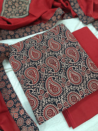 Cotton with Bagru Prints - Black with Maroon