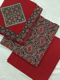 Cotton with Bagru Prints - Black with Maroon