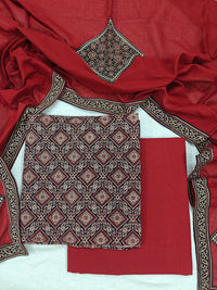 Cotton with Bagru Prints - Black with Maroon