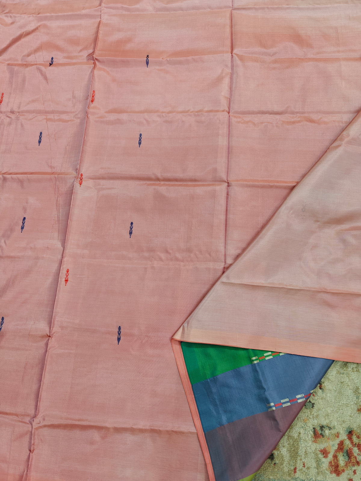 Chinnalampattu Saree - Peach with Multi colour