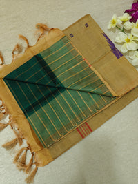 Chinnalampattu Saree- Green with Cream