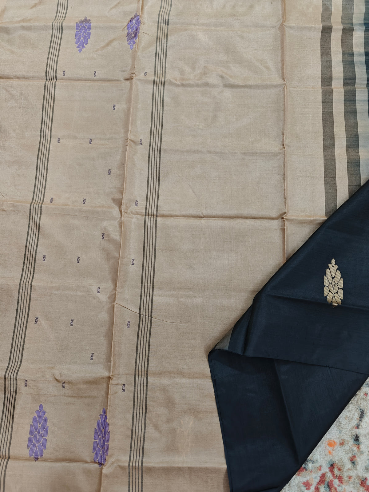 Chinnalampattu Saree- Black with Cream