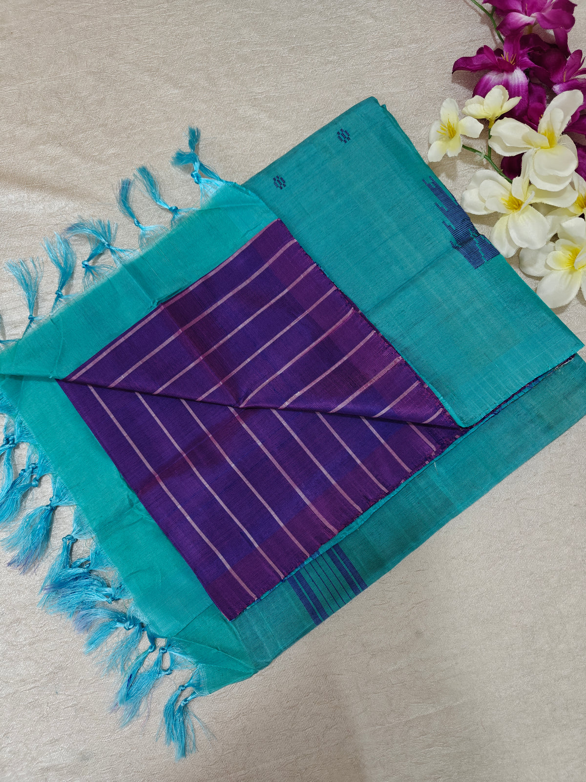 Chinnalampattu Saree-Violet with sky Blue