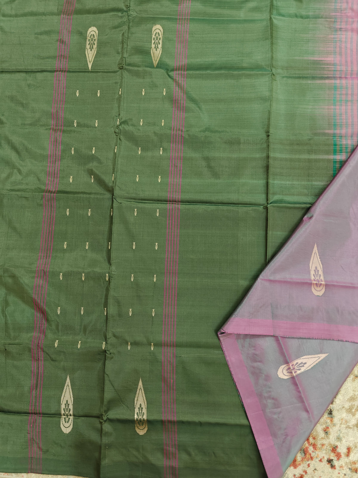 Chinnalampattu Saree-Pink with Green