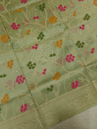 Kora Tissue Saree - Green