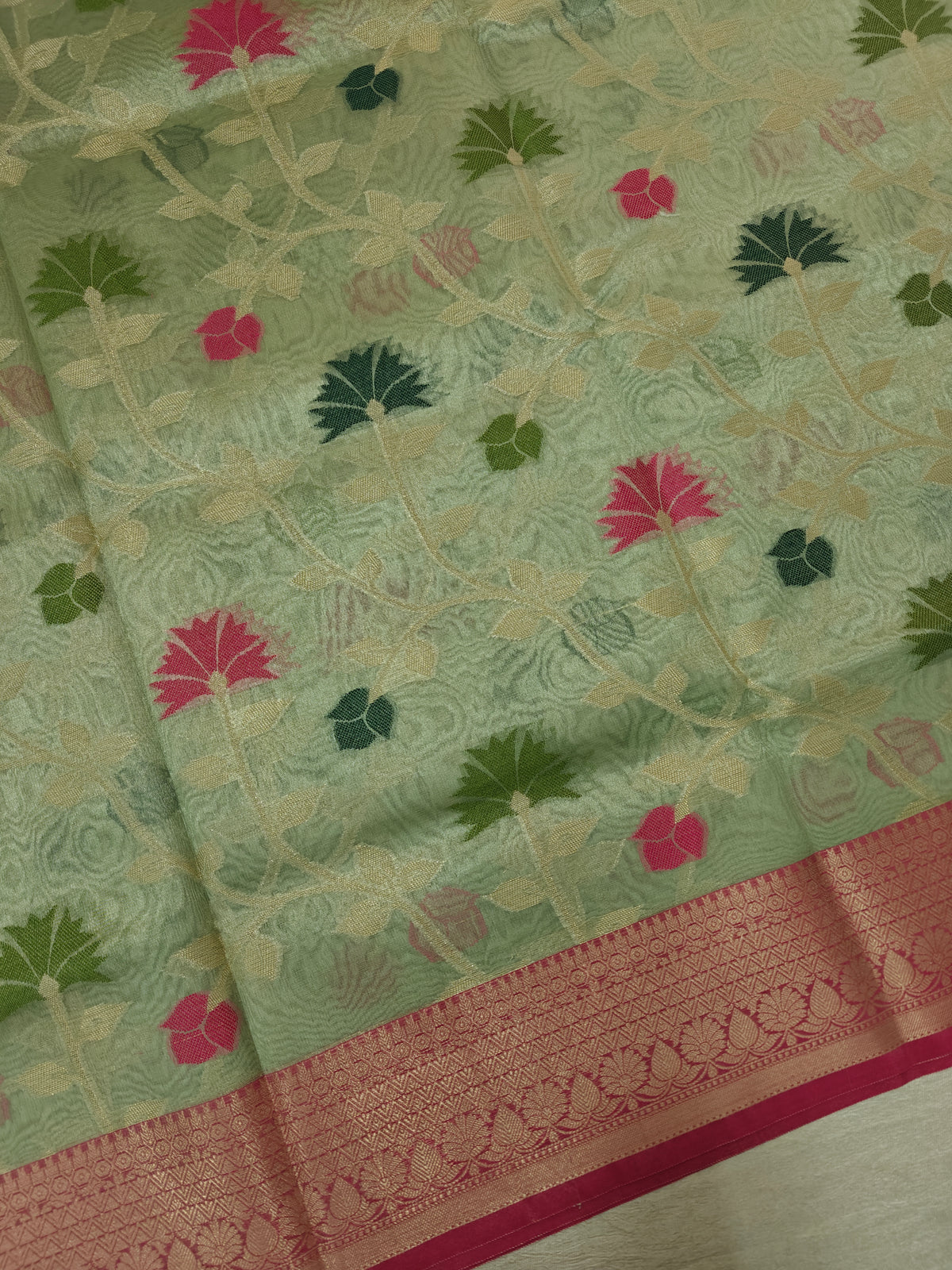 Kora Tissue Saree - Green