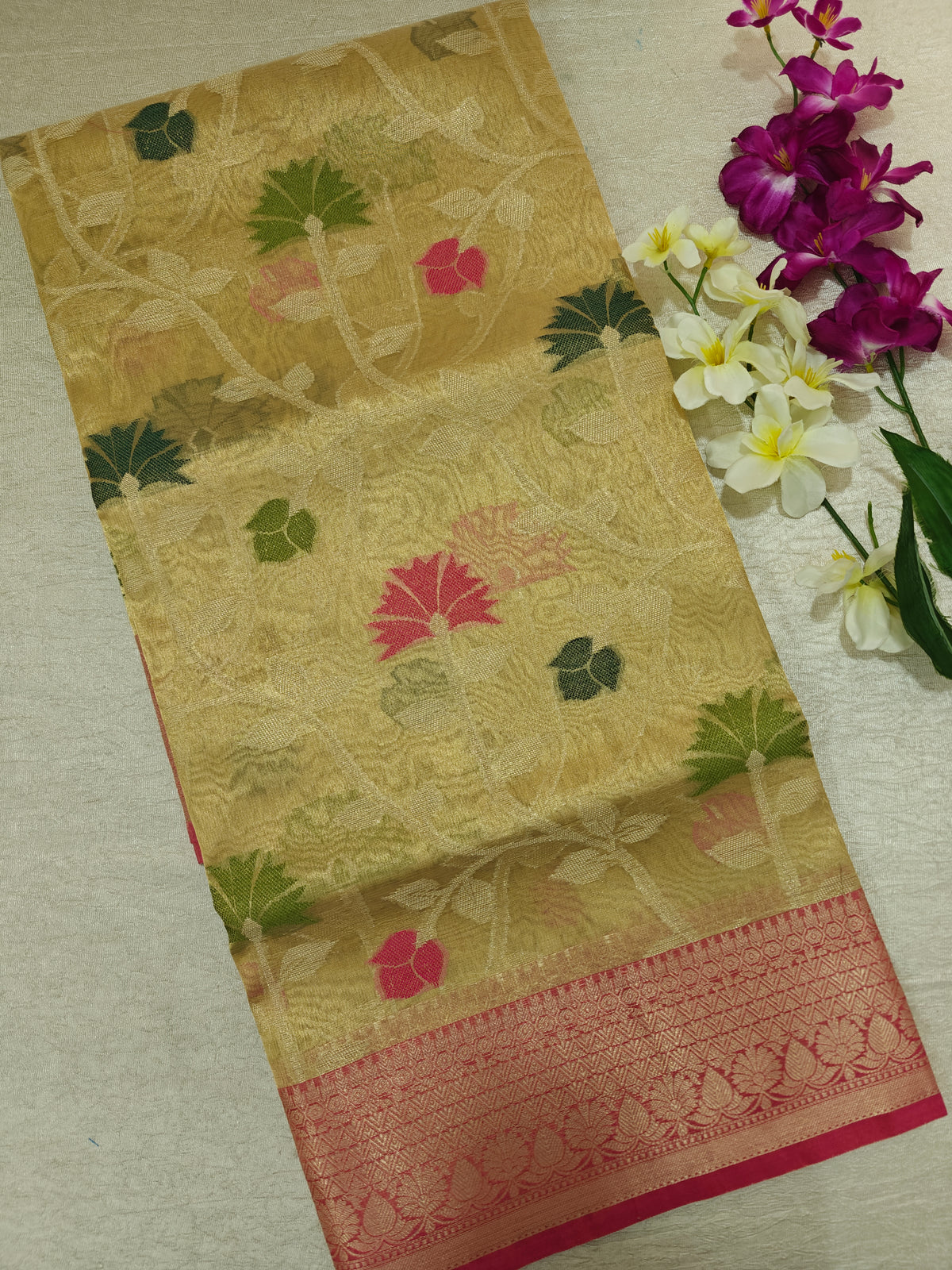 Kora Tissue Saree -Gold