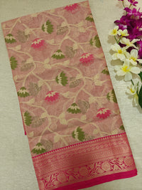 Kora Tissue Saree - Pink