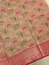 Kora Tissue Saree - Pink