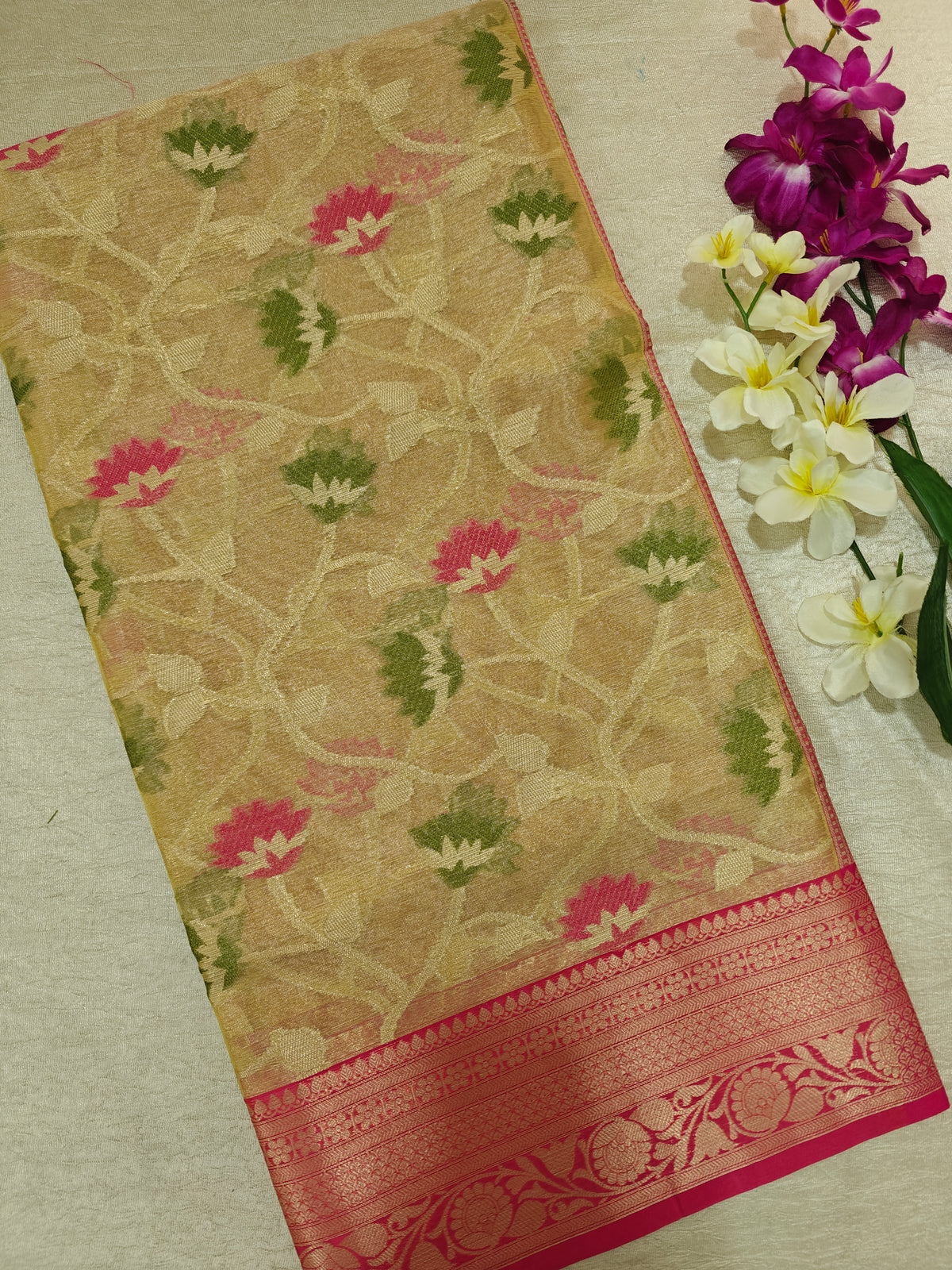 Kora Tissue Saree - Gold