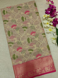 Kora Tissue Saree - Onion Pink