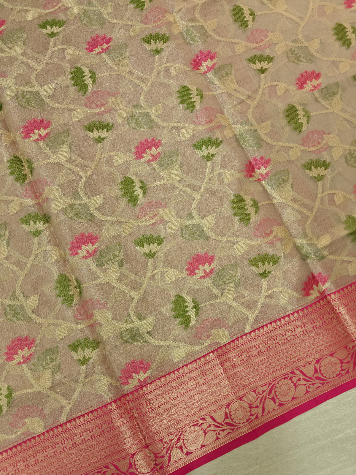 Kora Tissue Saree - Onion Pink