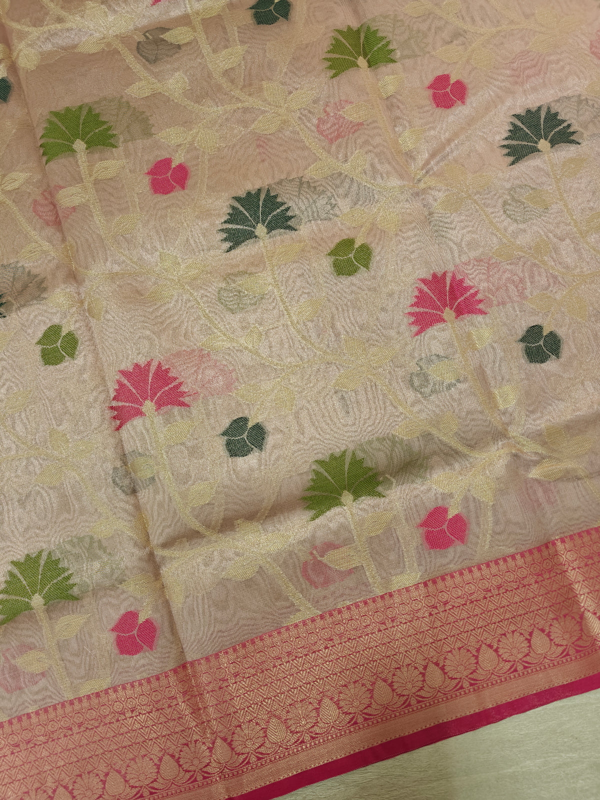 Kora Tissue Saree - Pink