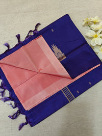 Chinnalampattu Saree- Peach with Blue