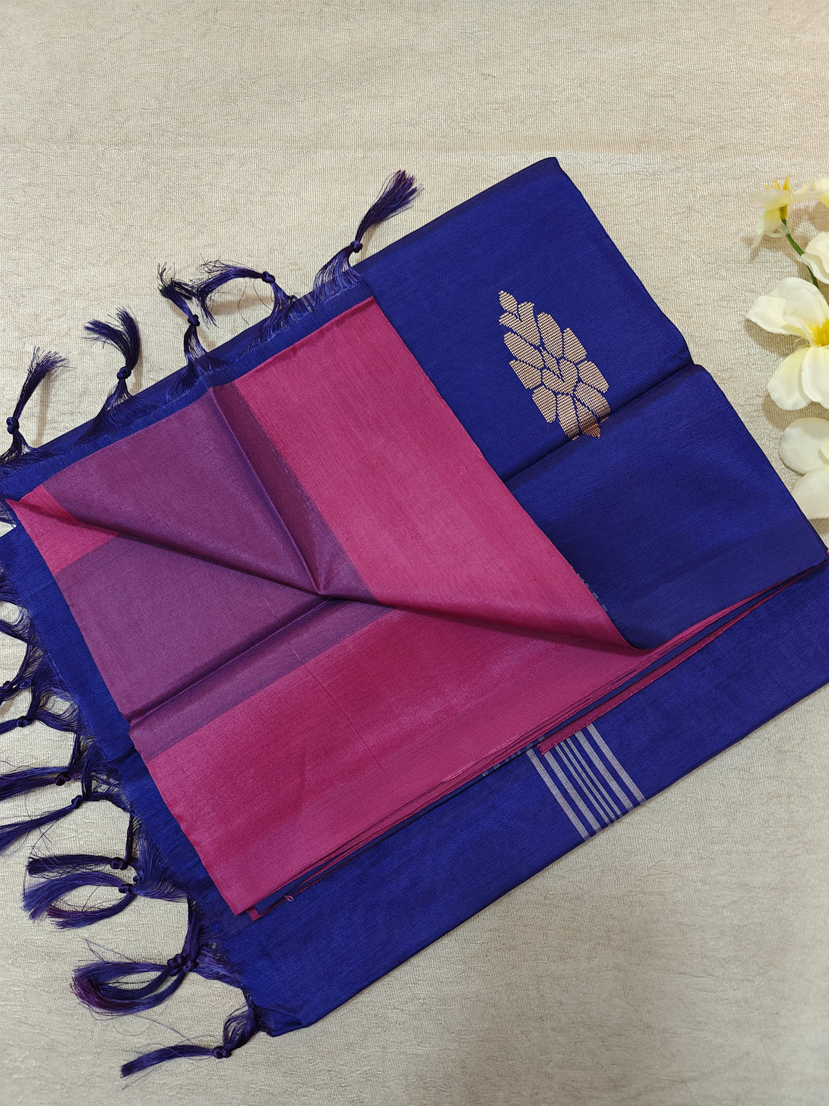 Chinnalampattu Saree-Pink with Blue