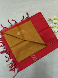 Chinnalampattu Saree- Mustard yellow with Red