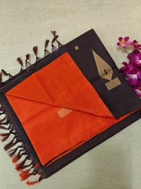 Chinnalampattu Saree- Orange with Brown
