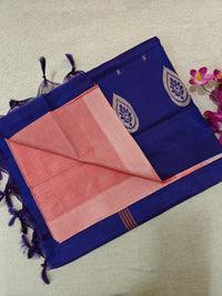 Chinnalampattu Saree- Peach with Blue