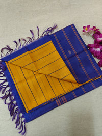 Chinnalampattu Saree- Yellow with Blue