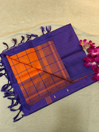 Chinnalampattu Saree- Orange with Blue