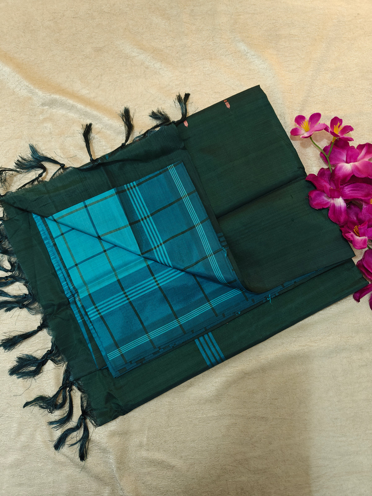 Chinnalampattu Saree- Blue with Green