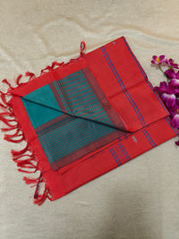 Chinnalampattu Saree- Rama Green with Red