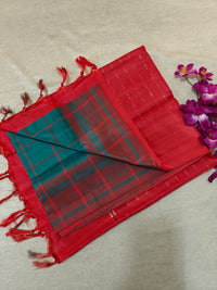 Chinnalampattu Saree- Sea Green with Red