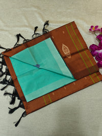 Chinnalampattu Saree- Pastel Green with Brown