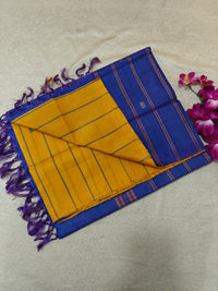 Chinnalampattu Saree- Yellow with Blue