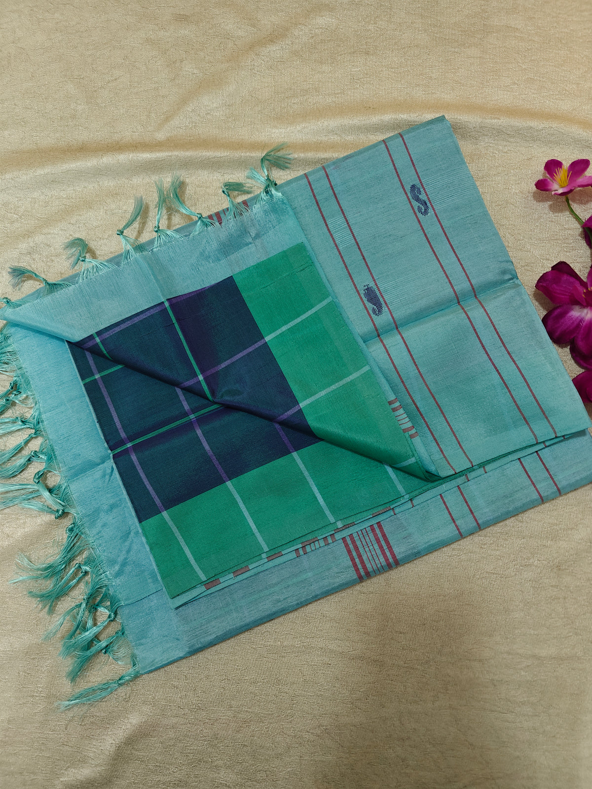 Chinnalampattu Saree- Green with Blue